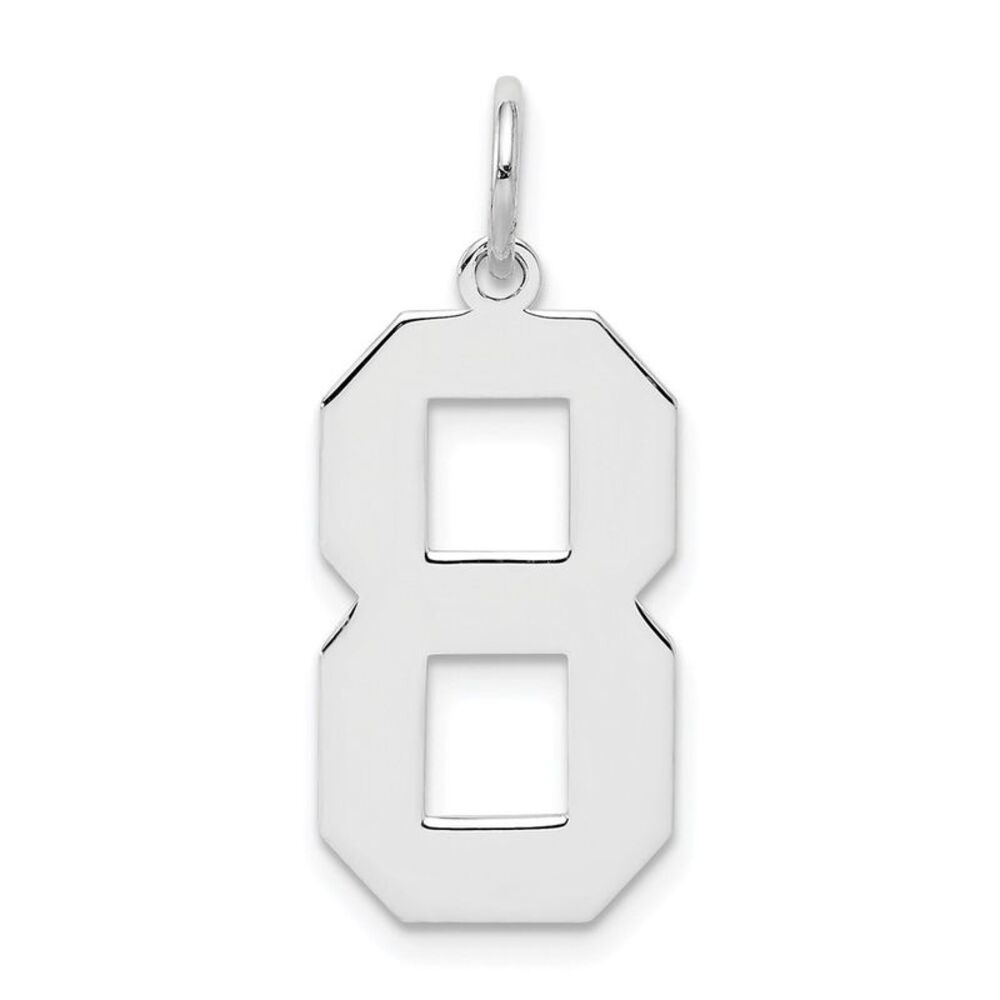 Sterling Silver, Athletic Collection, Large Polished Number 8 Pendant